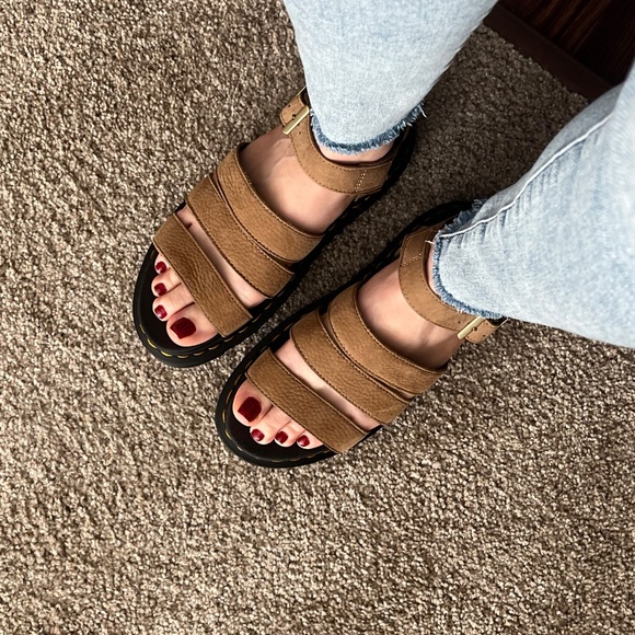 Dr. Marten Blaire Tumbled Nubuck Tan Strappy Sandals - Picture 3 of 3